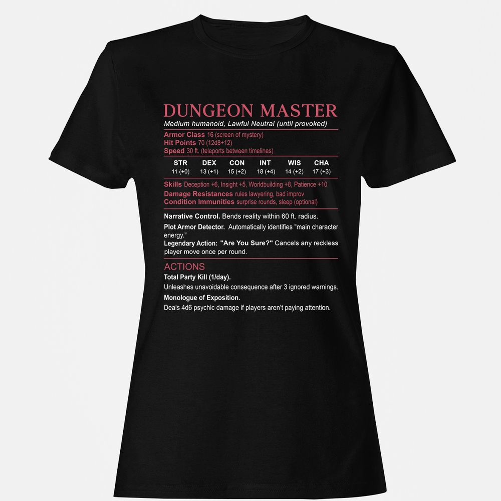 Dungeon Master Stats Women's T-Shirt - Black - 1
