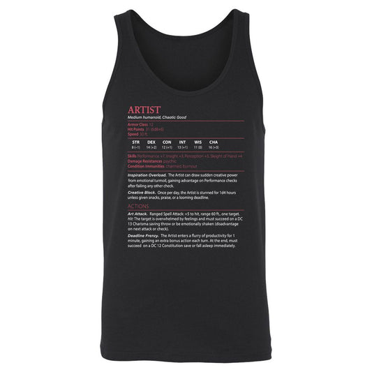 Artist Stats Unisex Jersey Tank - Black - 1