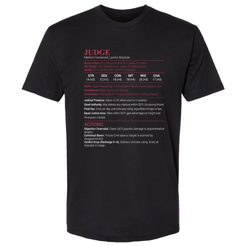 Judge Stats Premium Unisex T-Shirt - Black - 1