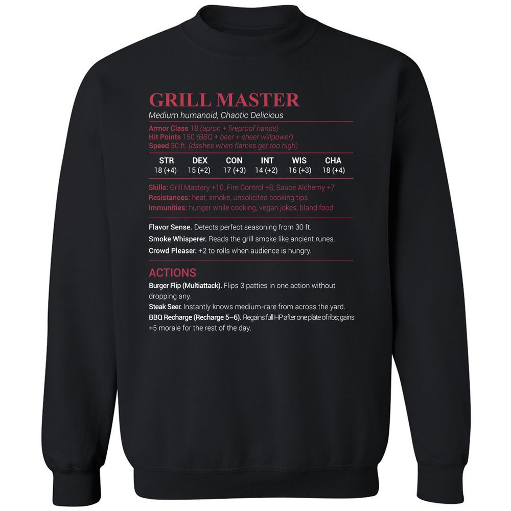 Grill Master Classic Unisex Sweatshirt - Black - 1