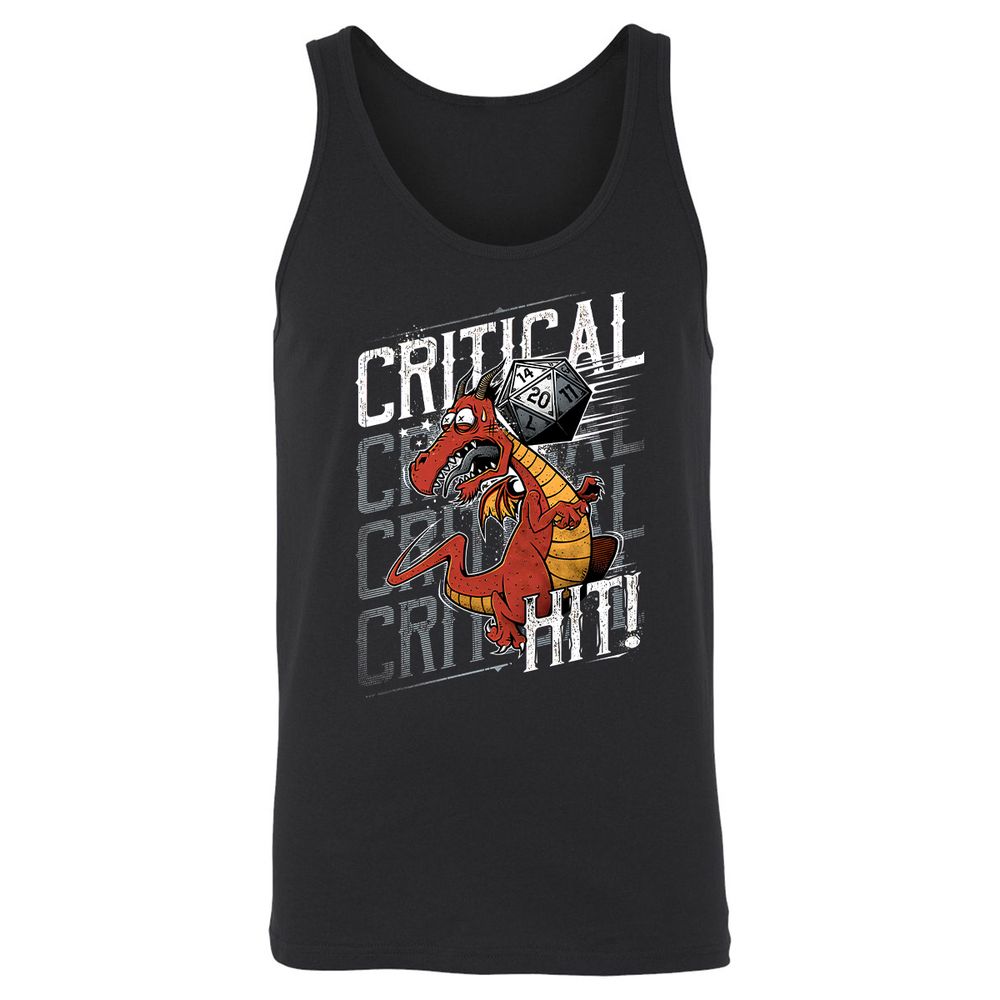 Funny Dragon Critical Hit Unisex Jersey Tank - Black - 1