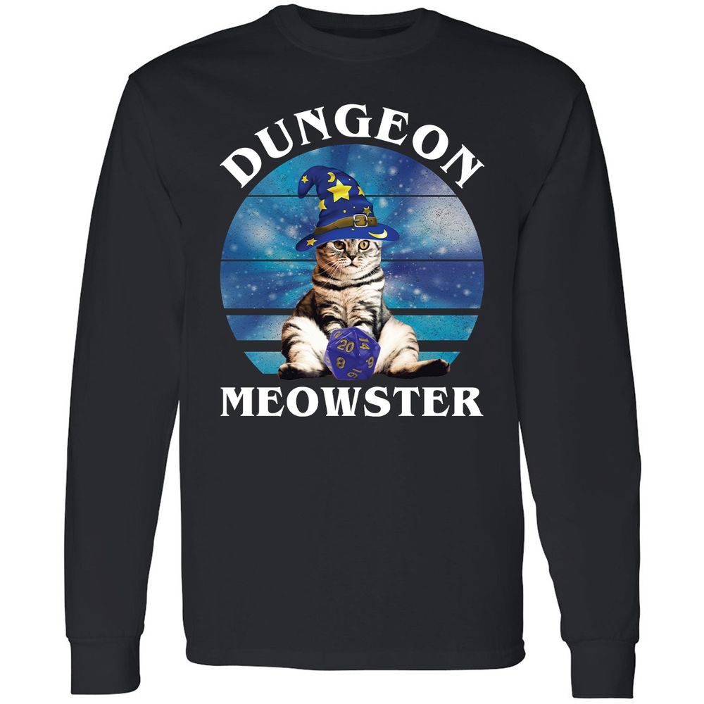 Dungeon Meowster Vintage Long Sleeve T-Shirt - Black - 1