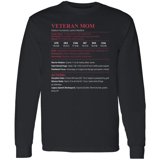 Veteran Mom Long Sleeve T-Shirt - Black - 1