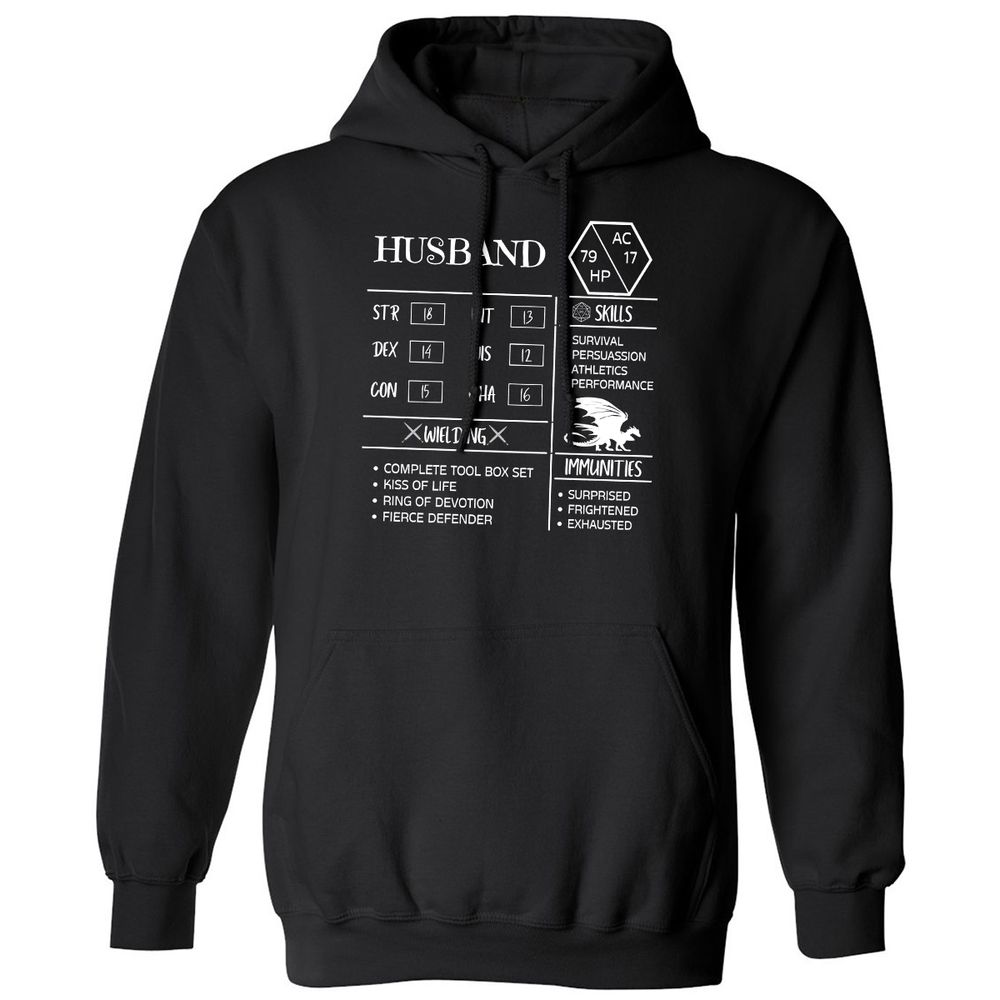 Husband Stats 2 Classic Unisex Hoodie - Black - 1
