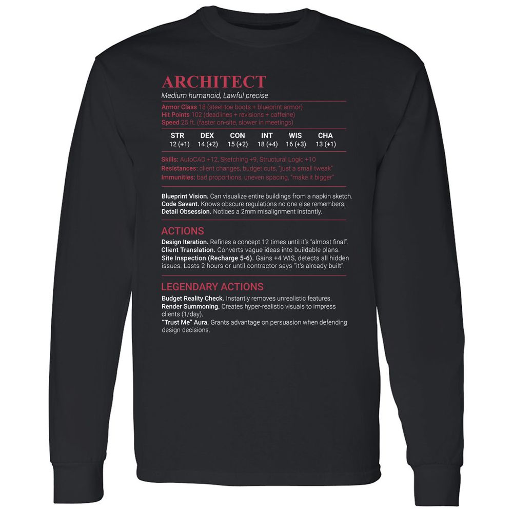 Architect Stats Long Sleeve T-Shirt - Black - 1