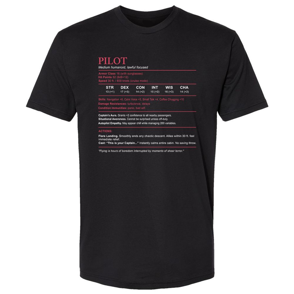 Pilot Stats Premium Unisex T-Shirt - Black - 1