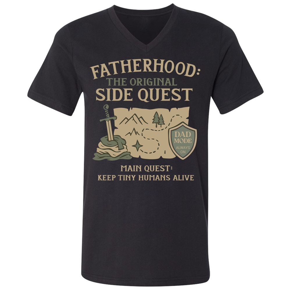 Fatherhood The Original Side Quest Unisex V-Neck T-Shirt - Black - 1
