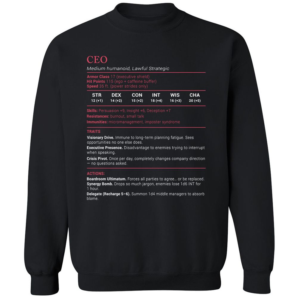 CEO Stats Classic Unisex Sweatshirt - Black - 1