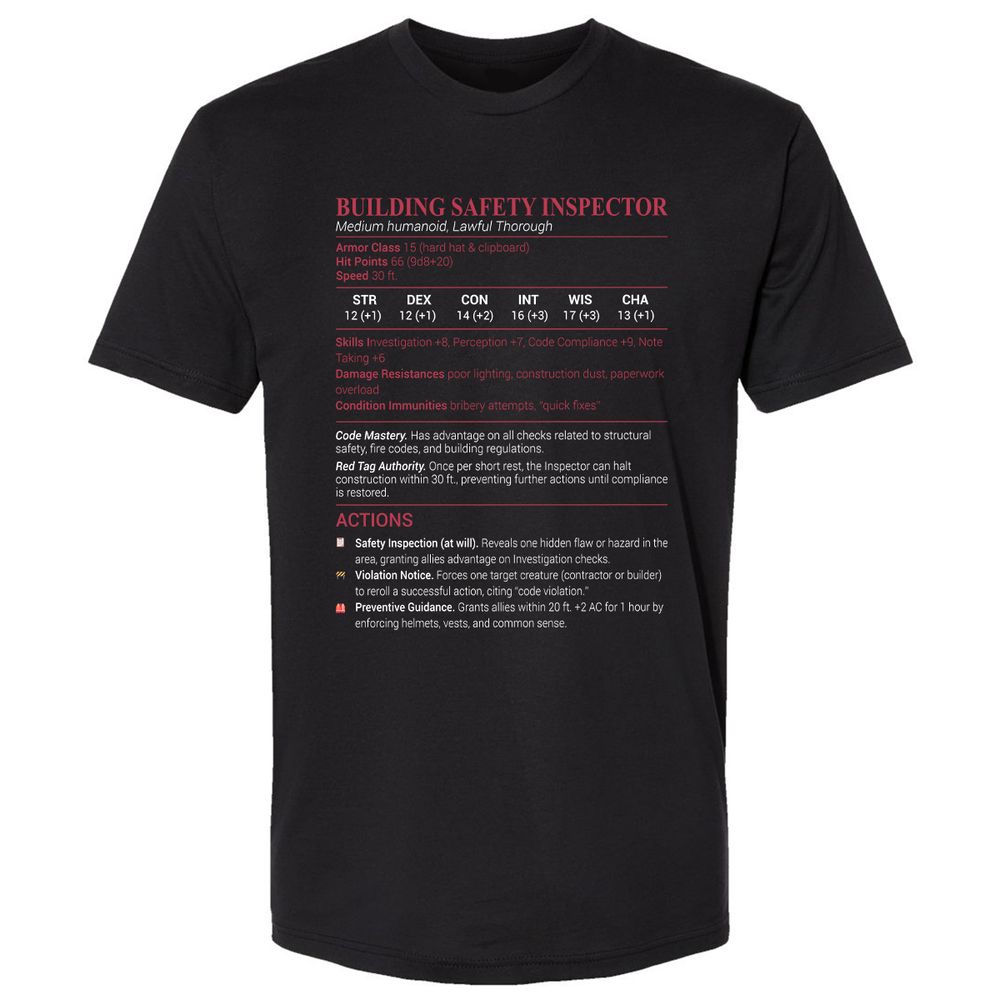 Building Safety Inspector Premium Unisex T-Shirt - Black - 1
