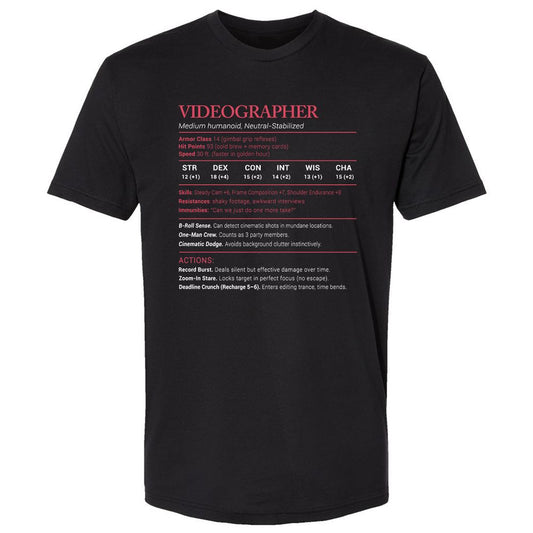 Videographer Stats Premium Unisex T-Shirt - Black - 1