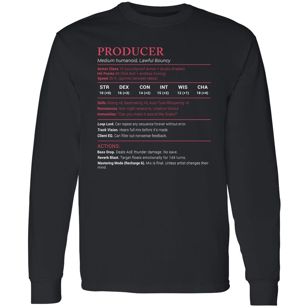 Producer Stats Long Sleeve T-Shirt - Black - 1