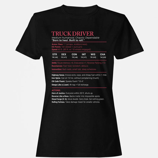 Truck Driver Stats Women's T-Shirt - Black - 1