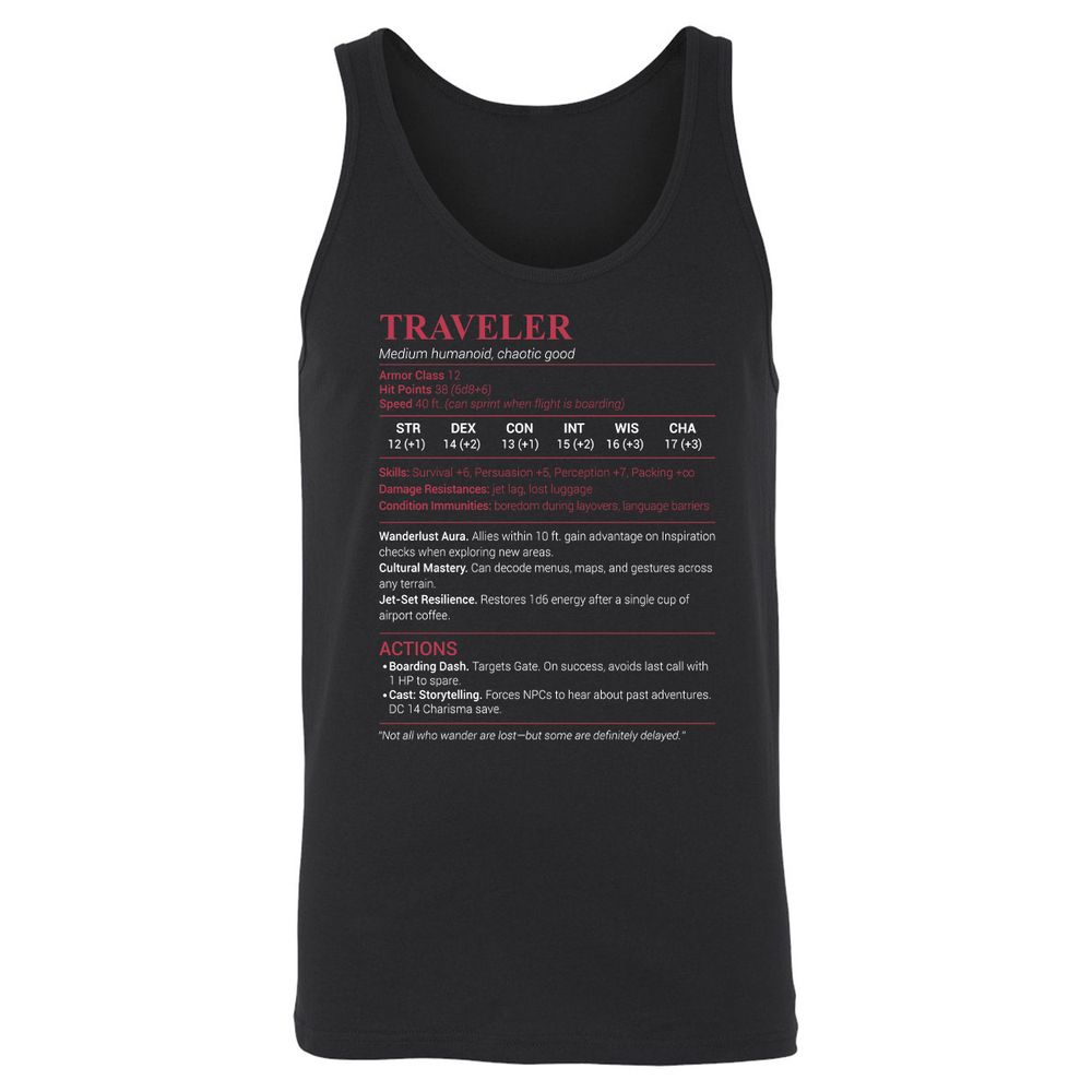 Traveler Unisex Jersey Tank - Black - 1