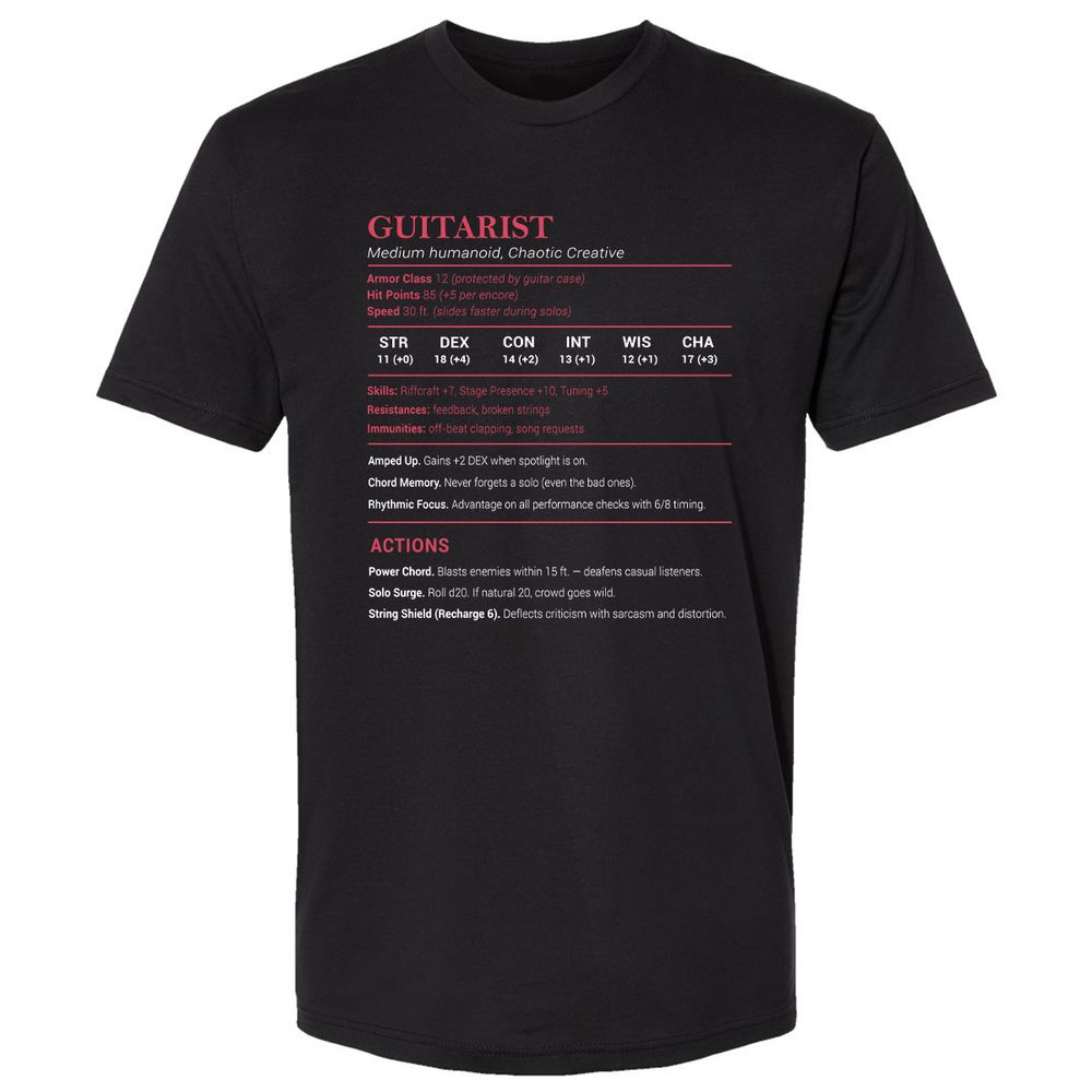 Guitarist Stats Premium Unisex T-Shirt - Black - 1