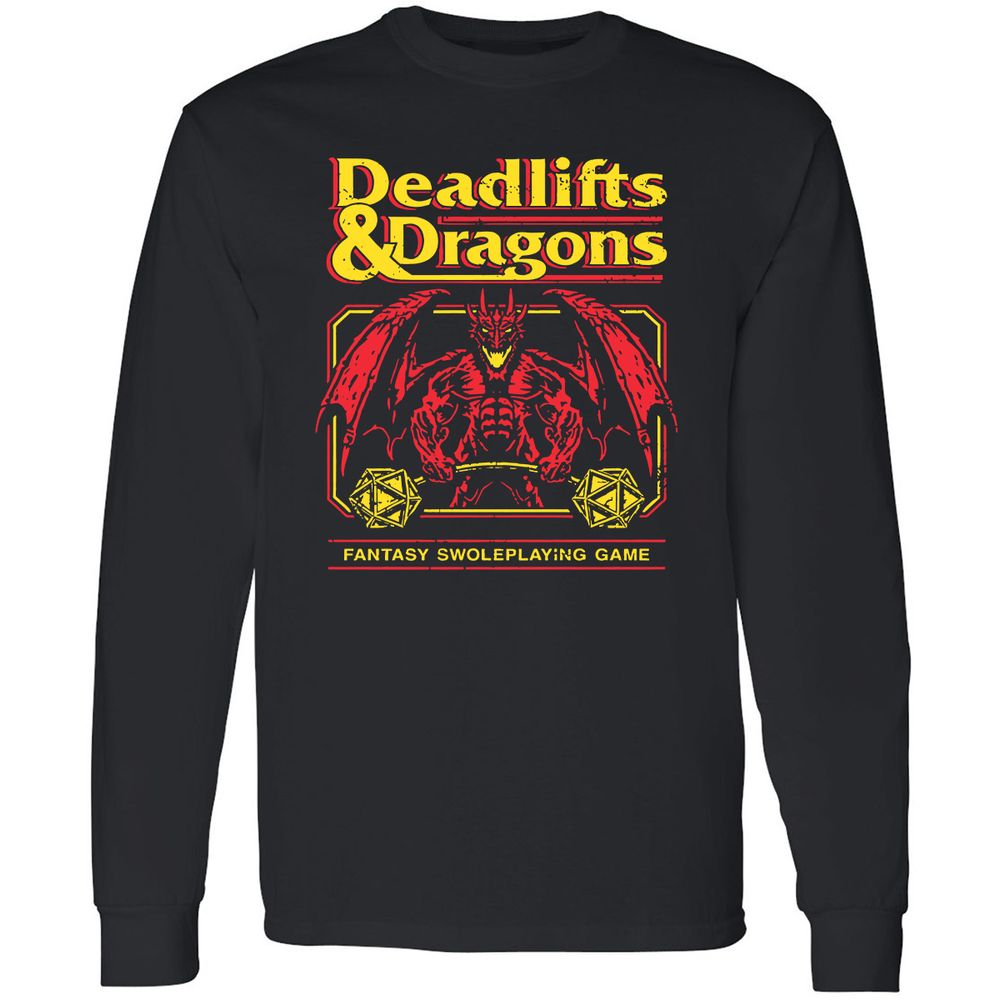 Deadlifts And Dragons Long Sleeve T-Shirt - Black - 1