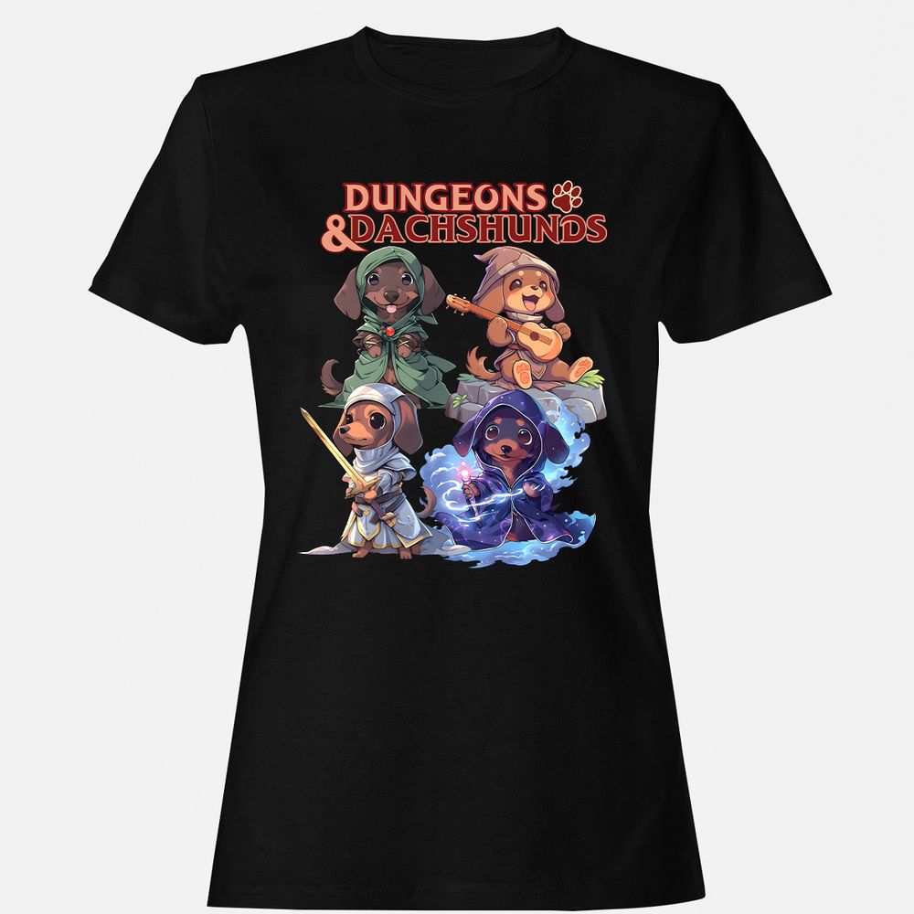 Dungeons & Dachshunds Women's T-Shirt - Black - 1