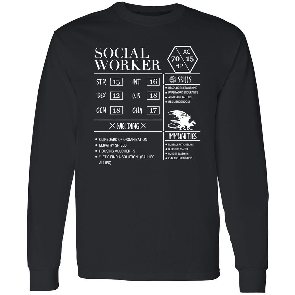 Social Worker New Long Sleeve T-Shirt - Black - 1
