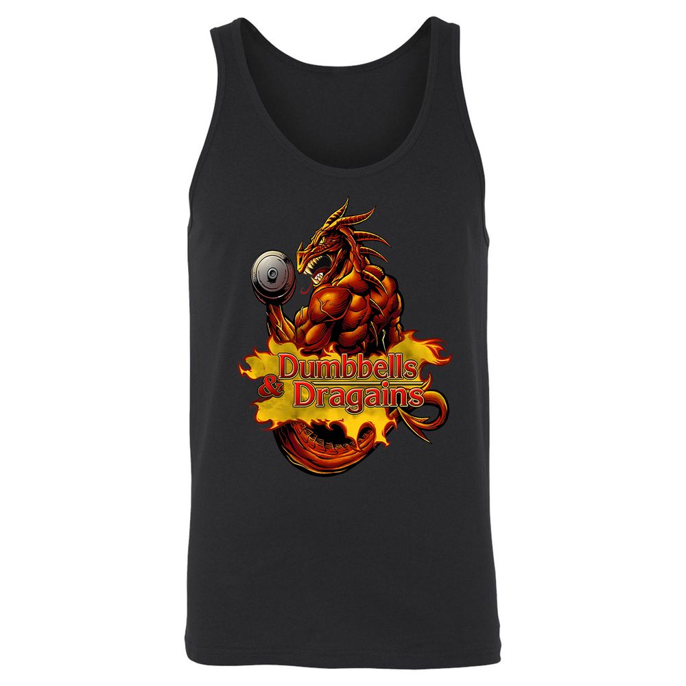 Dumbbells & Dragains Unisex Jersey Tank - Black - 1