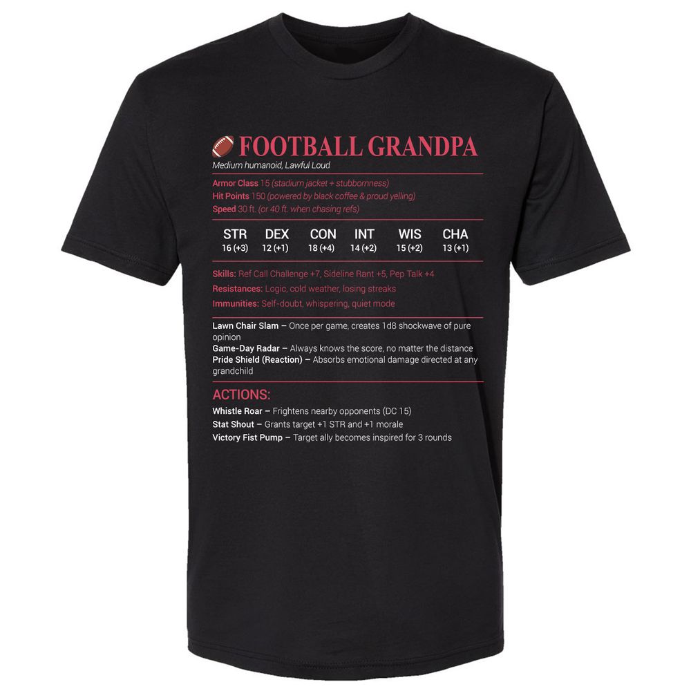 Football Grandpa Premium Unisex T-Shirt - Black - 1