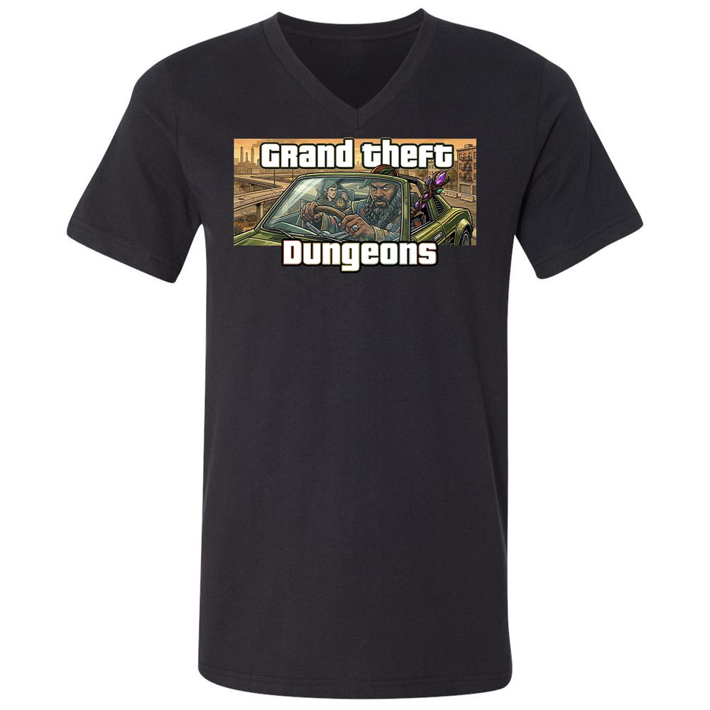 Grand Theft Dungeons Unisex V-Neck T-Shirt - Black - 1