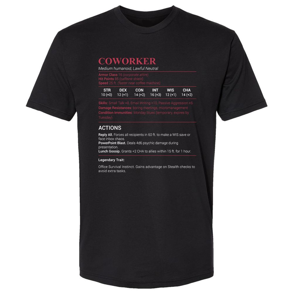 Coworker Stats Premium Unisex T-Shirt - Black - 1