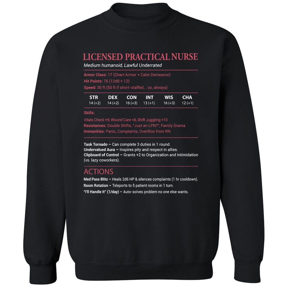 Licensed Practical Nurse LPN Classic Unisex Sweatshirt - Black - 1