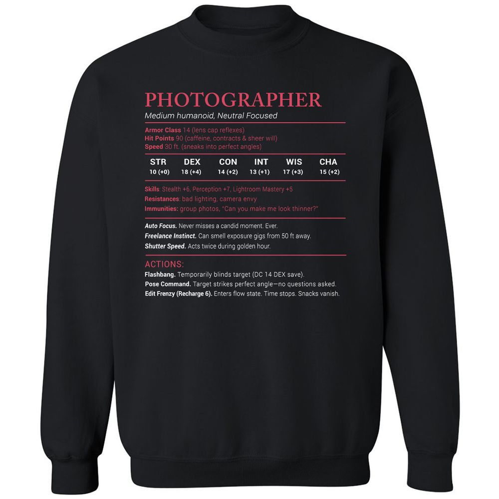 Photographer Stats Classic Unisex Sweatshirt - Black - 1
