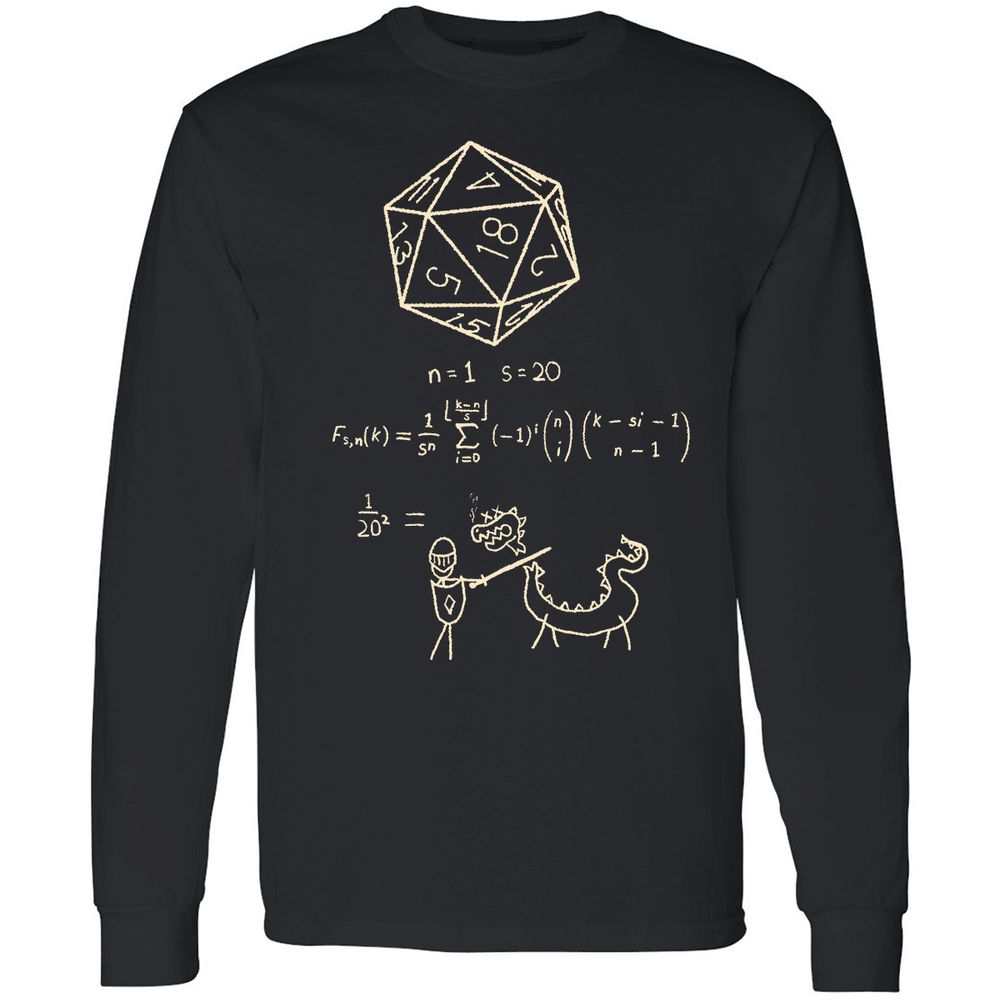 Science Of20 Sided Dice Long Sleeve T-Shirt - Black - 1