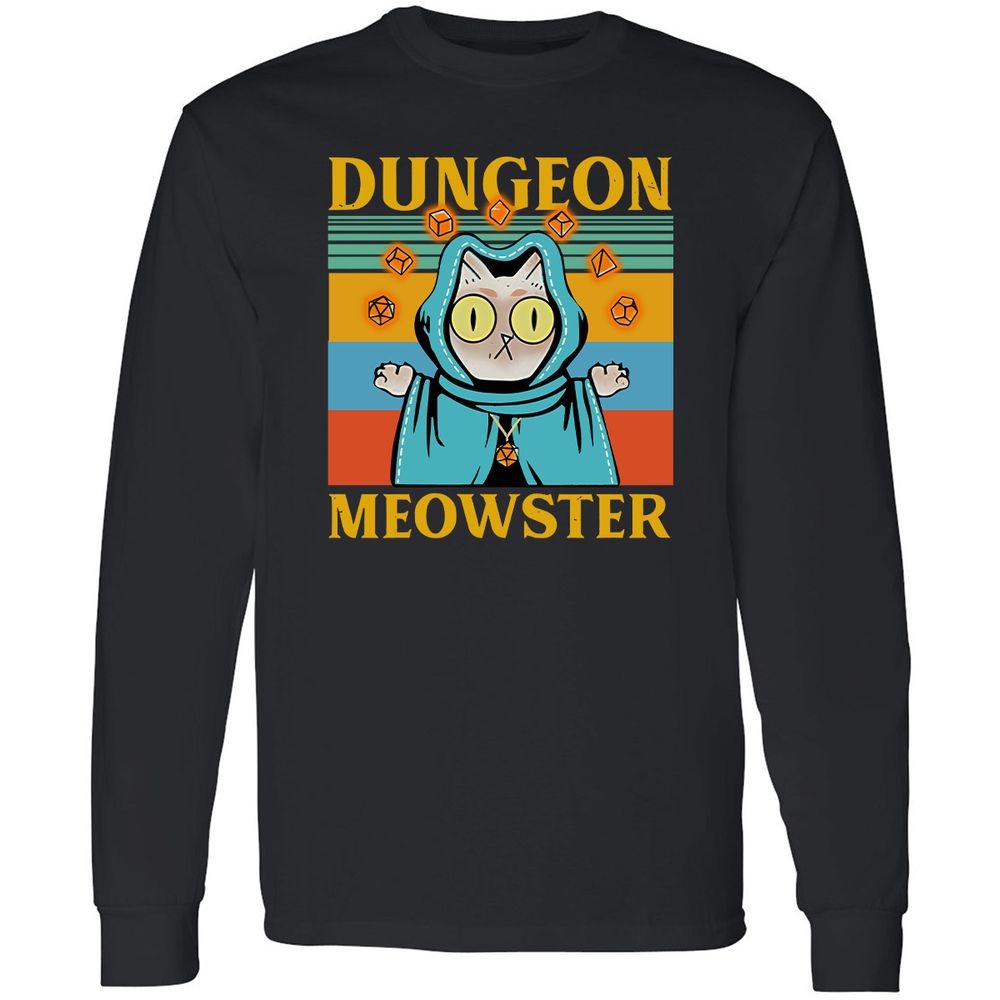 Dungeon Meowster Long Sleeve T-Shirt - Black - 1