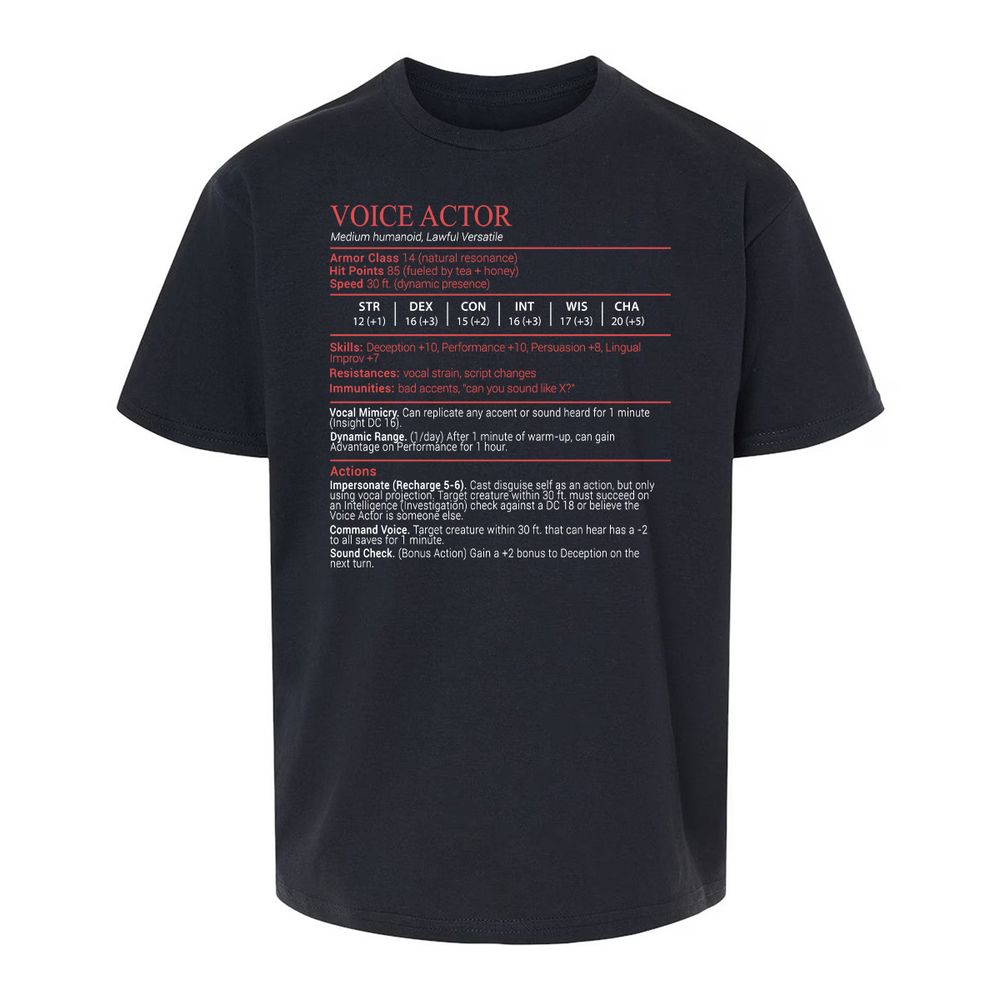 Voice Actor Stats Block - Black - 1