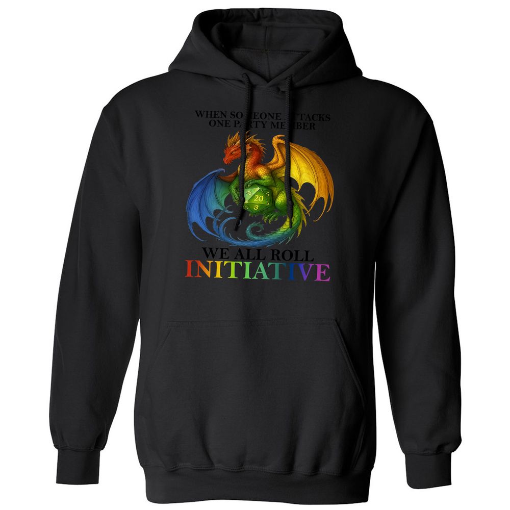 Dragon We All Roll For Initiative Classic Unisex Hoodie - Black - 1