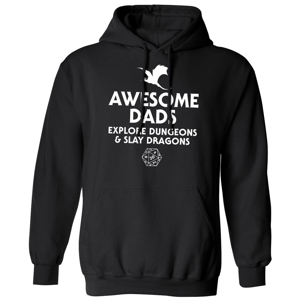Awesome Dads Slay Dragons Classic Unisex Hoodie - Black - 1