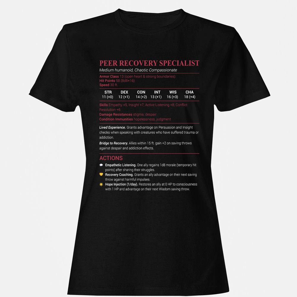 Peer Recovery Specialist Women's T-Shirt - Black - 1