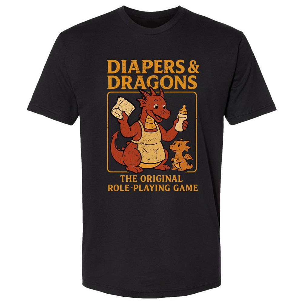 Diapers & Dragons Premium Unisex T-Shirt - Black - 1