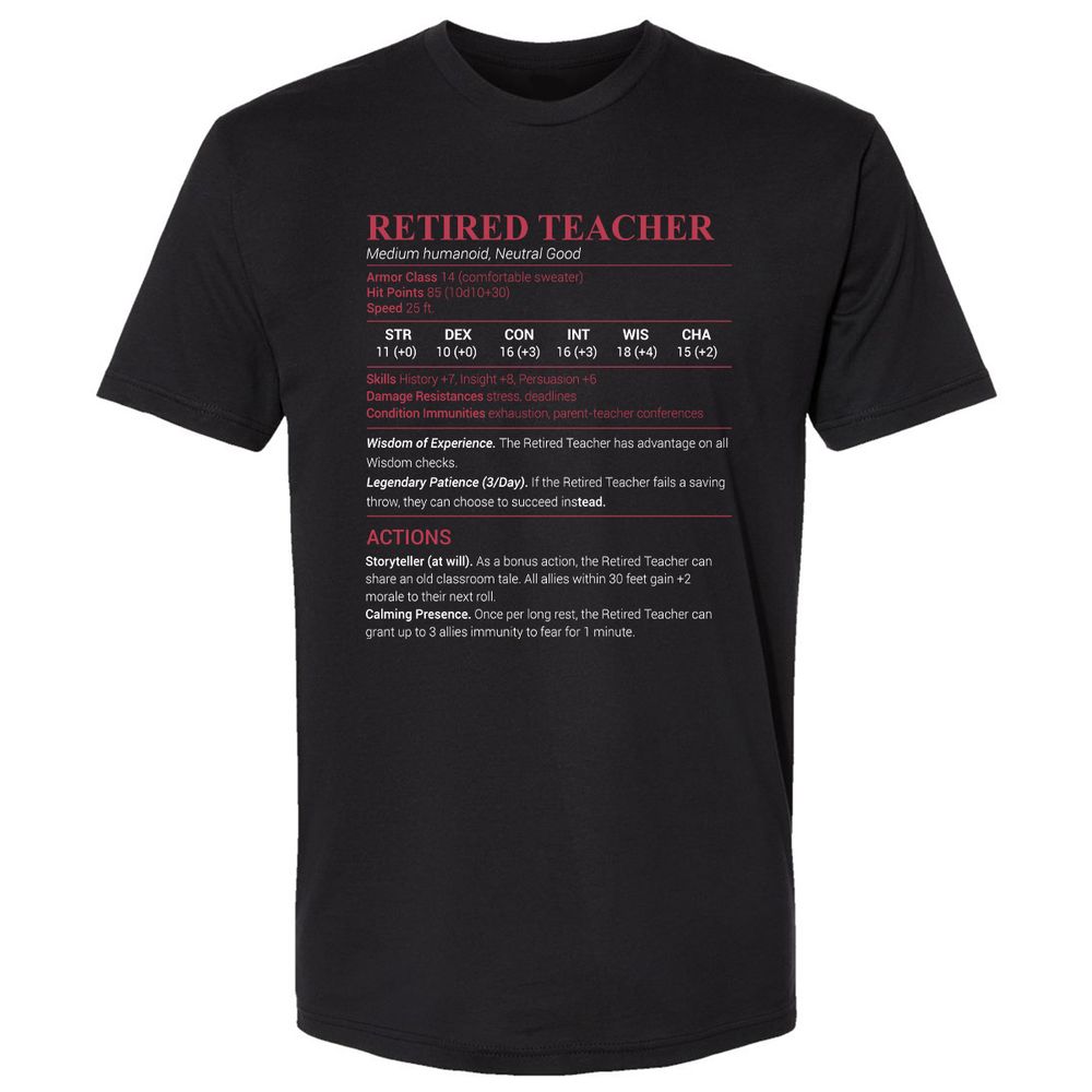 Retired Teacher Premium Unisex T-Shirt - Black - 1