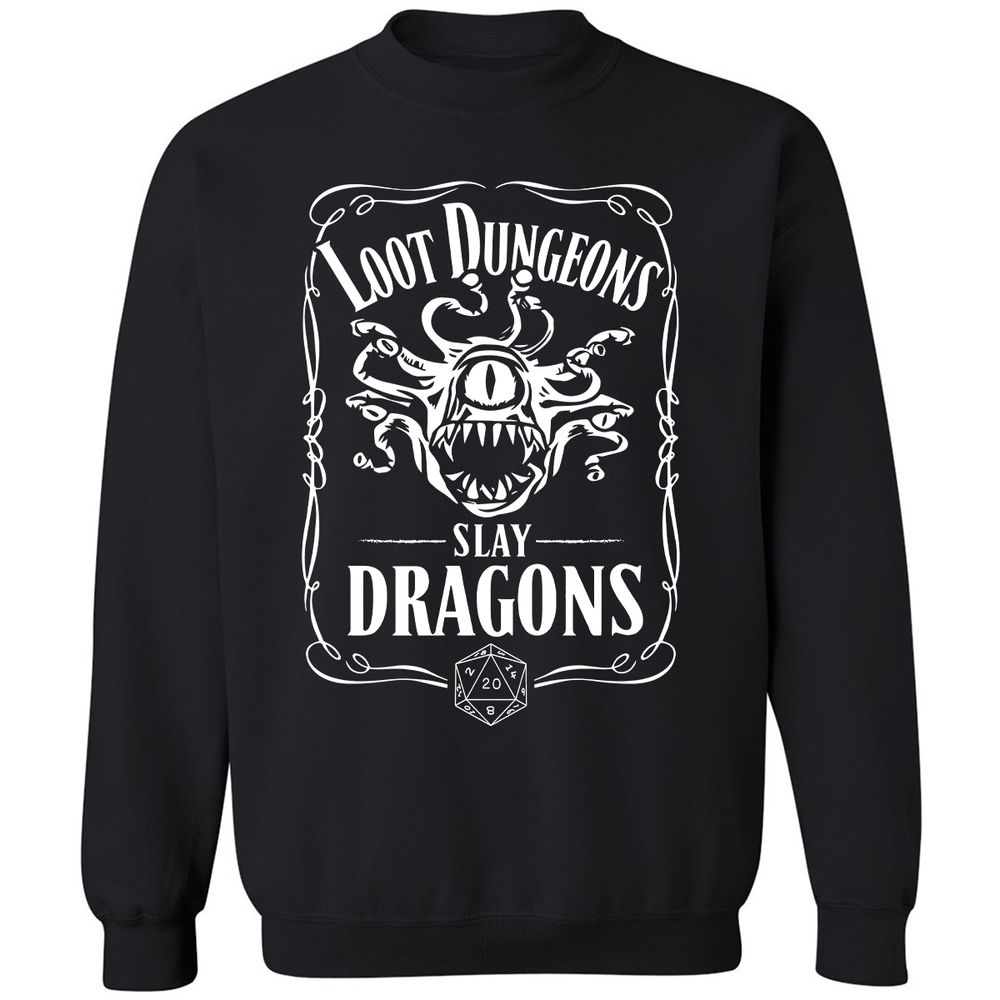 Loot Dungeon Slay Dragons Classic Unisex Sweatshirt - Black - 1