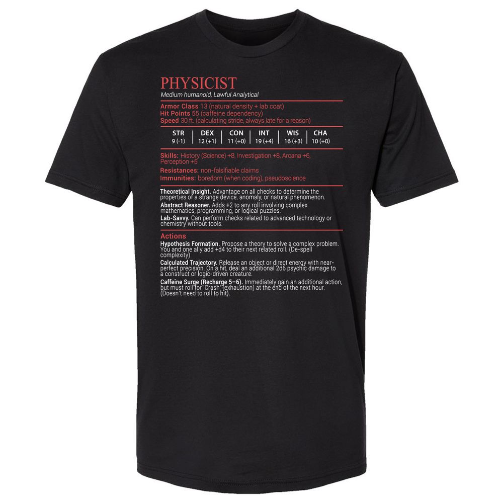 Physicist Stats Block - Black - 1