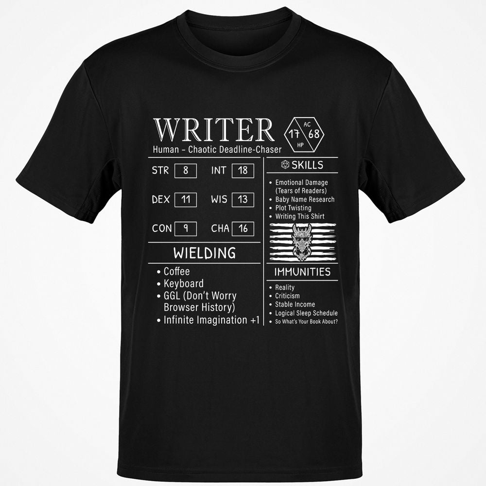 Writer Stats New Classic Unisex T-Shirt - Black - 1