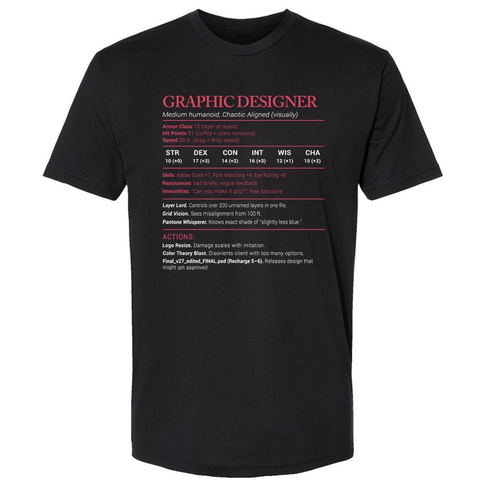 Graphic Designer Stats Premium Unisex T-Shirt - Black - 1