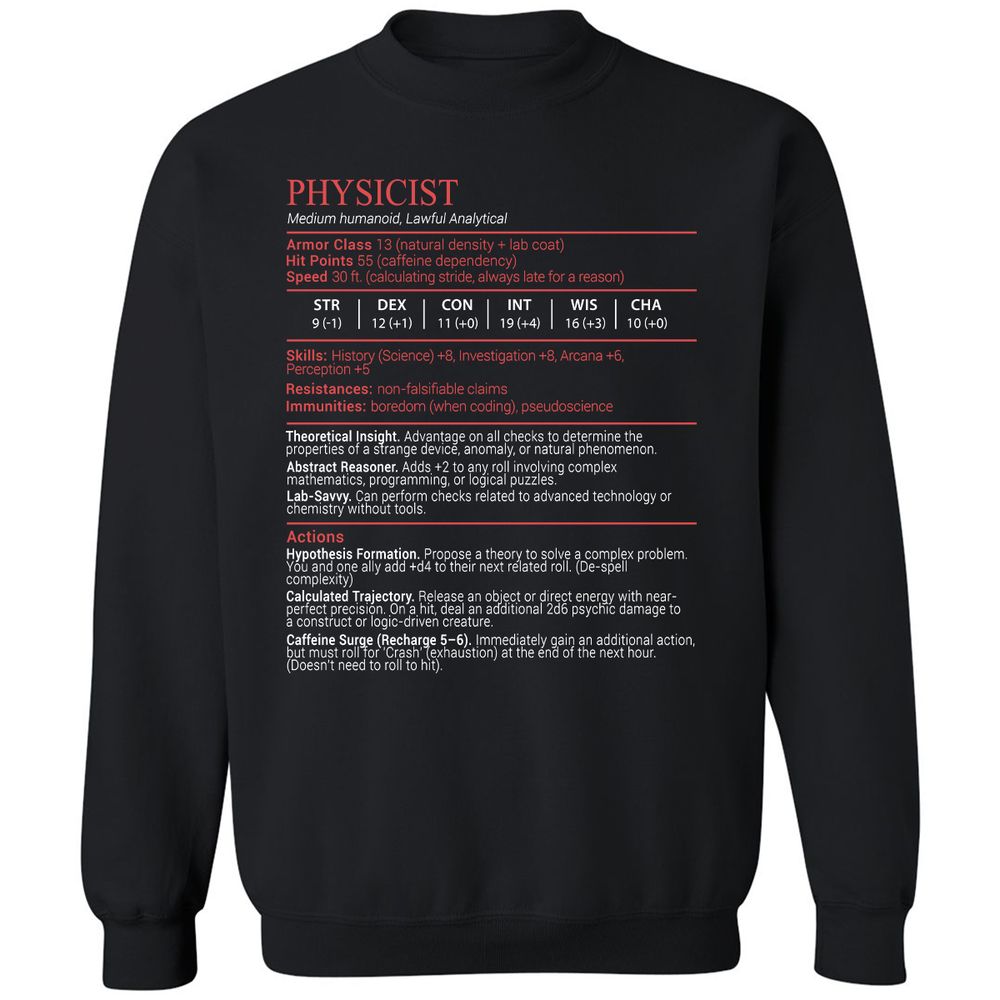 Physicist Stats Block - Black - 1