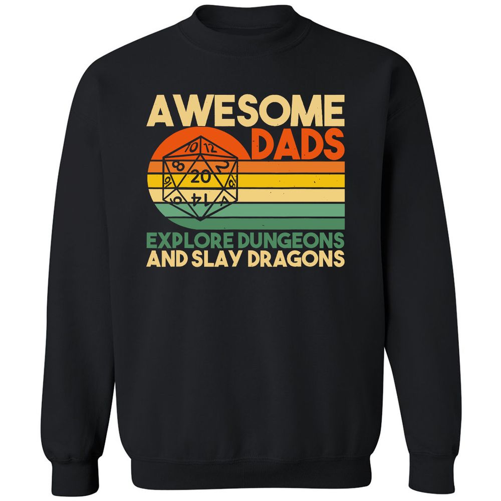 Awesome Dads Explore Dungeons Classic Unisex Sweatshirt - Black - 1