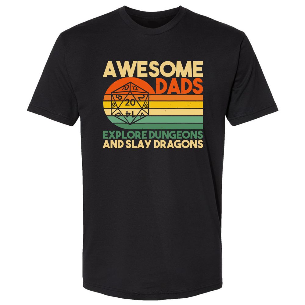 Awesome Dad Explore Dungeons Slay Dragons Premium Unisex T-Shirt - Black - 1