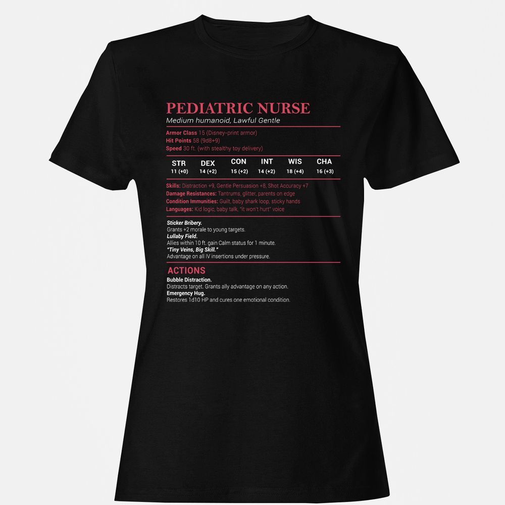 Pediatric Nurse Women's T-Shirt - Black - 1