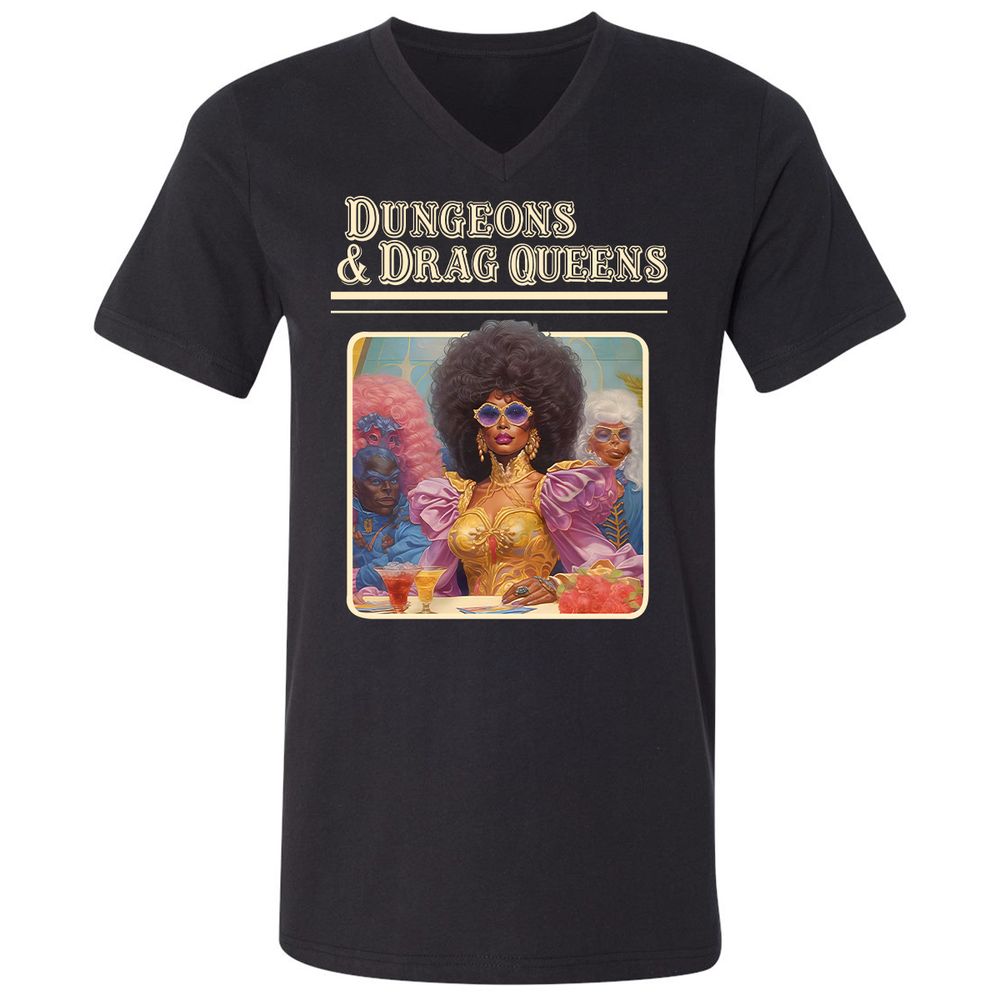 Dungeons & Drag Queens Unisex V-Neck T-Shirt - Black - 1