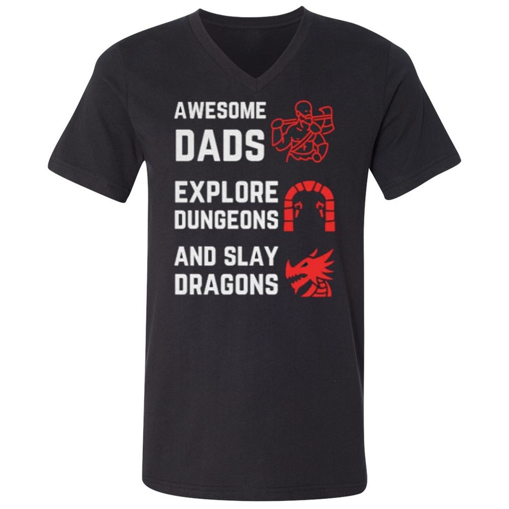 Awesome Dad Fathers Day Unisex V-Neck T-Shirt - Black - 1