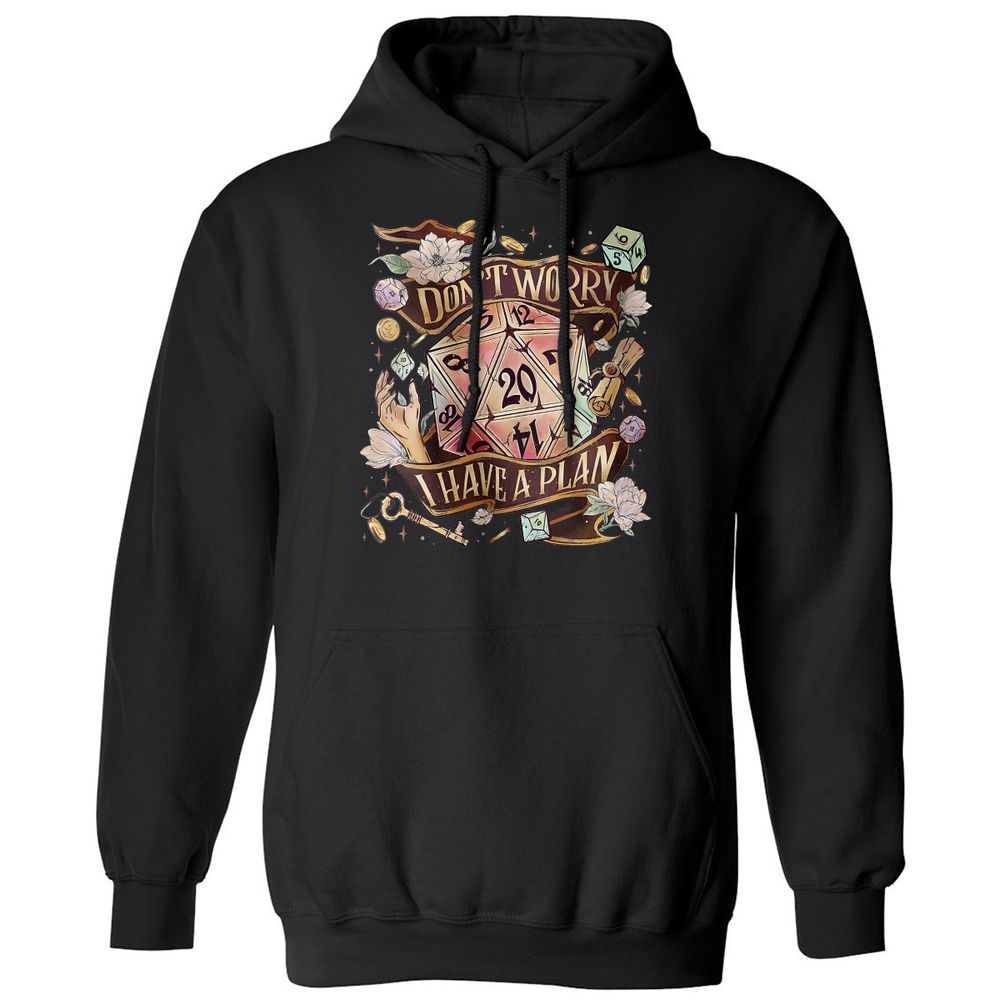 Floral Don't Worry I Have A Plan Classic Unisex Hoodie - Black - 1