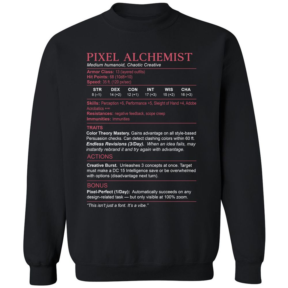 Designer Stats (Pixel Alchemist) Classic Unisex Sweatshirt - Black - 1