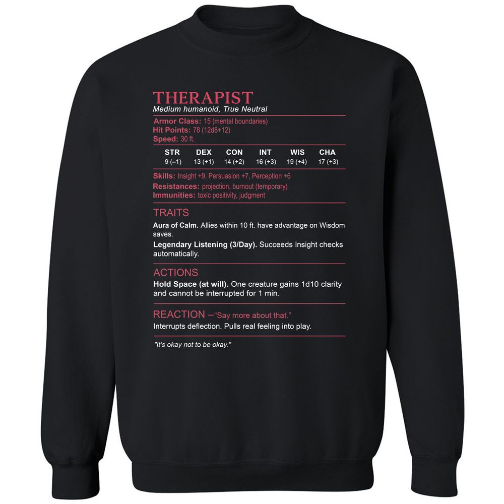 Therapist Stats Classic Unisex Sweatshirt - Black - 1