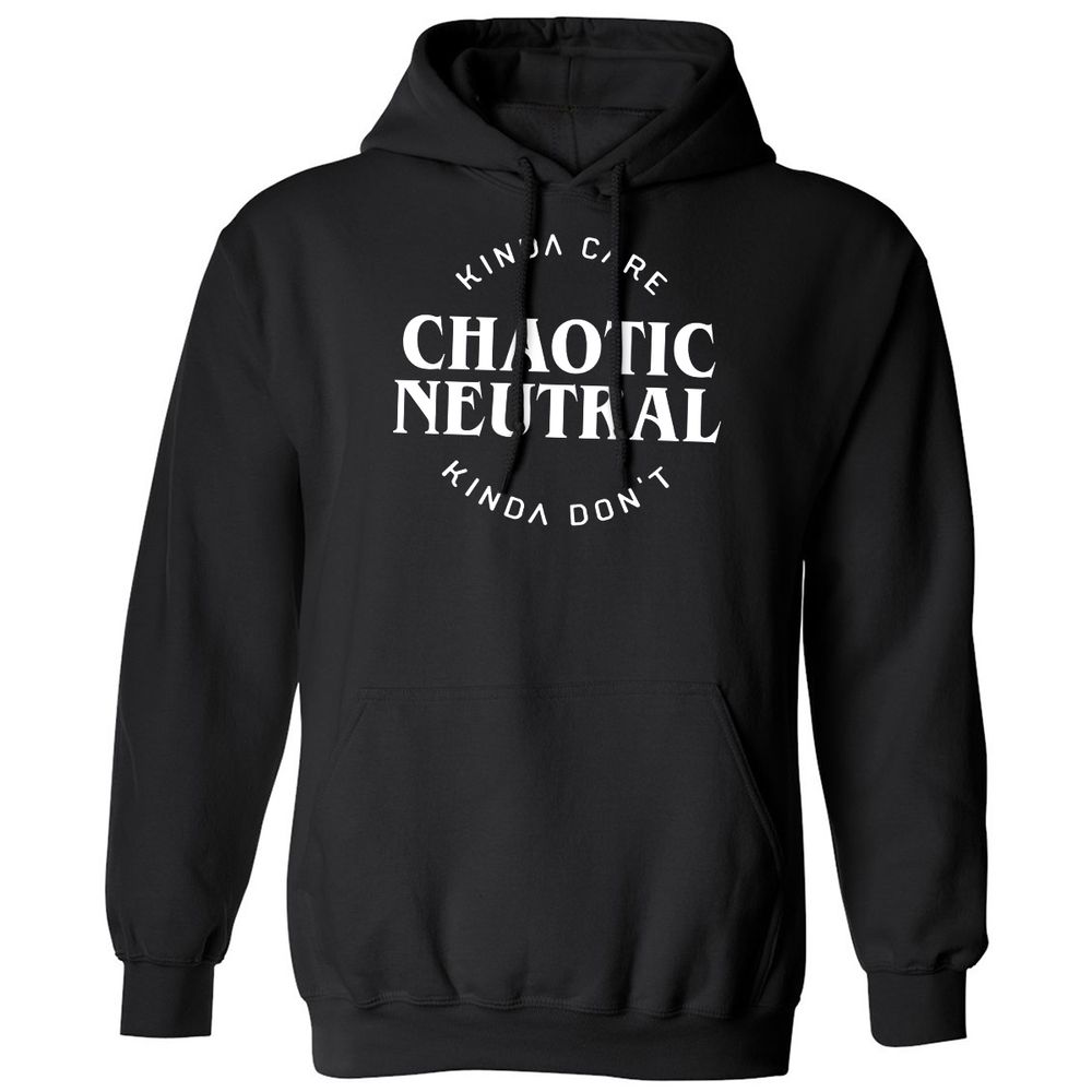 Chaotic Neutral Alignment Kinda Care Kinda Don't Classic Unisex Hoodie - Black - 1