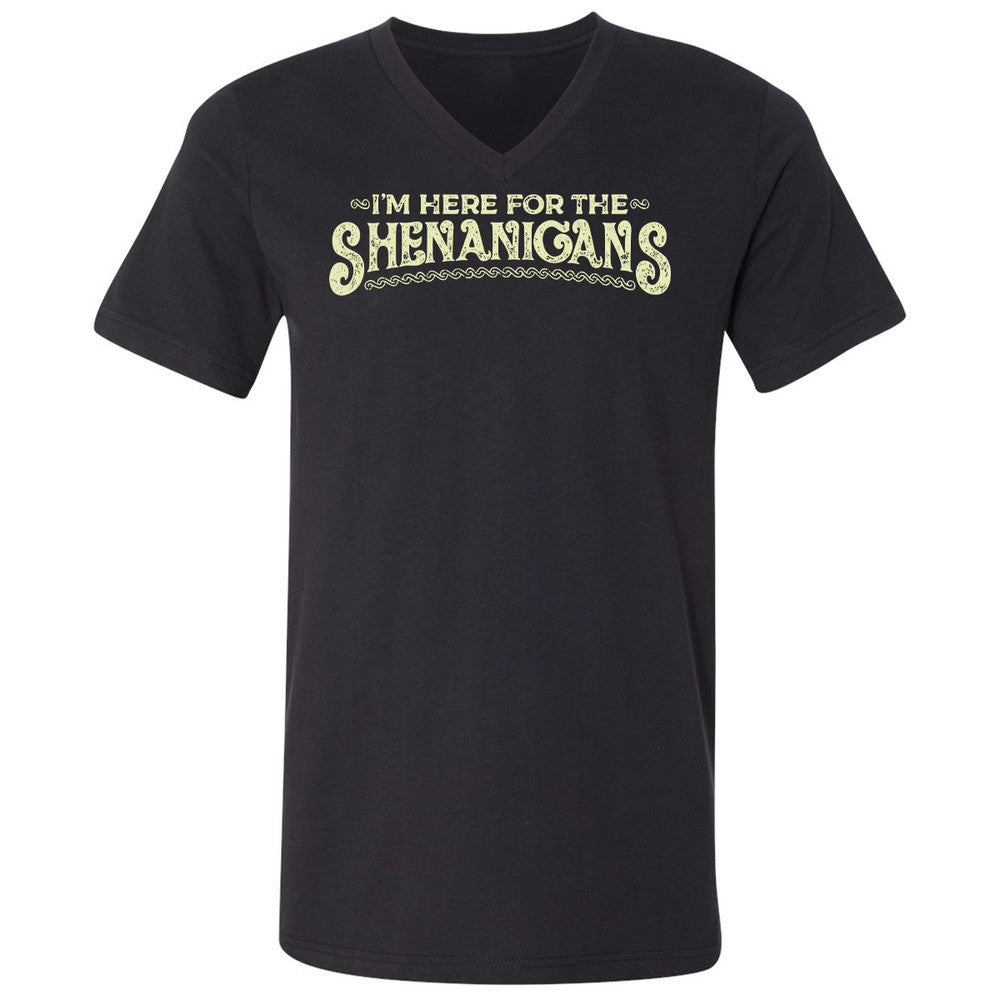 Here For The Shenanigans Unisex V-Neck T-Shirt - Black - 1